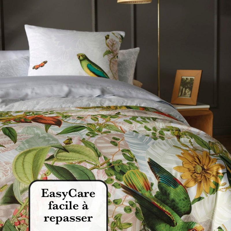 Jardin D'Hiver - Housse De Couette + Taie(s) D'Oreiller Satin De Coton Jardin D'Hiver Gris Perle