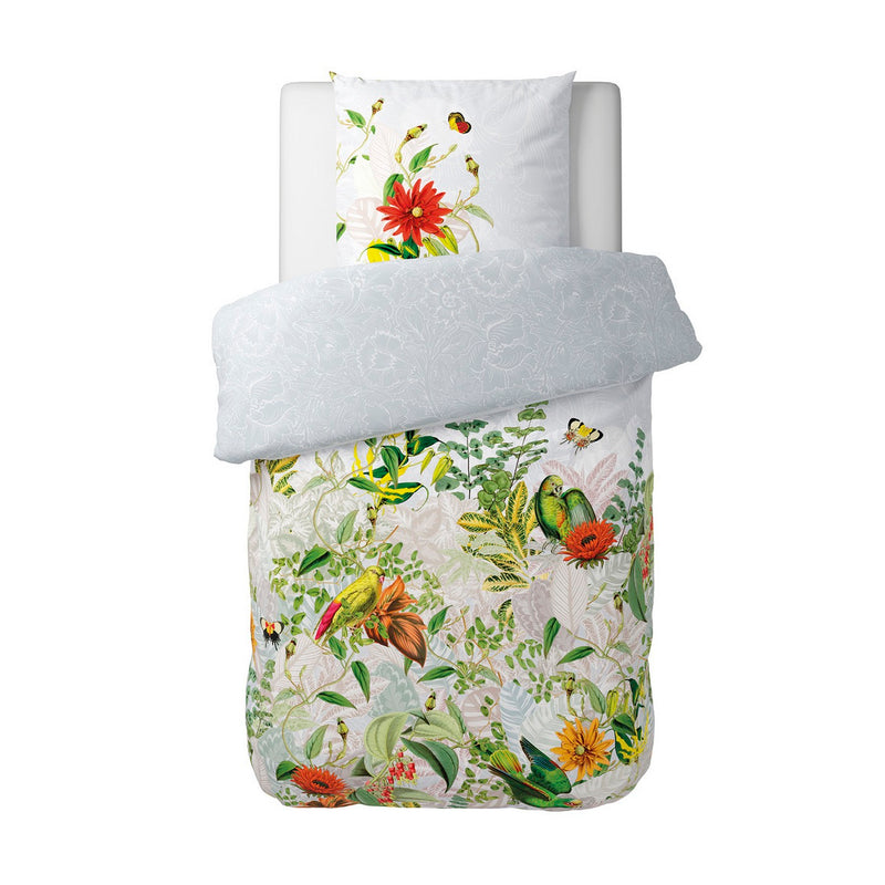 Jardin D'Hiver - Housse De Couette + Taie(s) D'Oreiller Satin De Coton Jardin D'Hiver Gris Perle