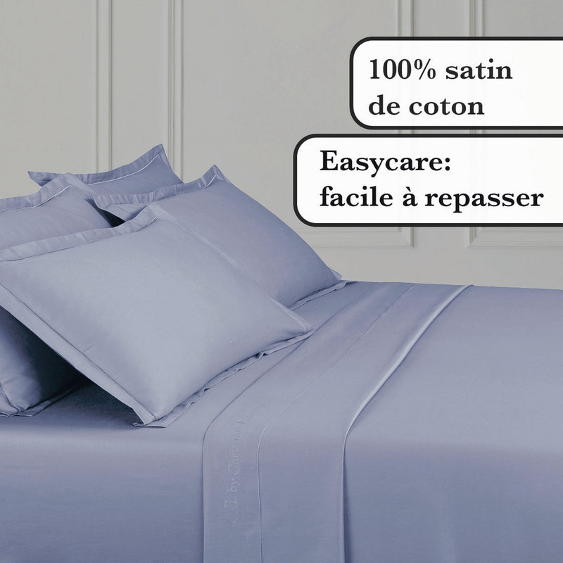 Uni 1 Baratta - Drap Plat Satin De Coton Uni 1 Baratta Bleu 02
