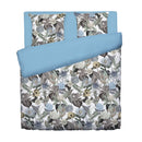 Garden - Housse De Couette + Taie(s) D'Oreiller Satin De Coton Garden Bleu Clair