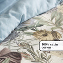 Garden - Housse De Couette + Taie(s) D'Oreiller Satin De Coton Garden Bleu Clair