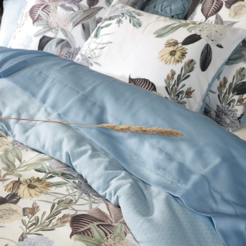 Garden - Housse De Couette Satin De Coton Garden Bleu Clair