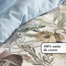 Garden - Housse De Couette Satin De Coton Garden Bleu Clair