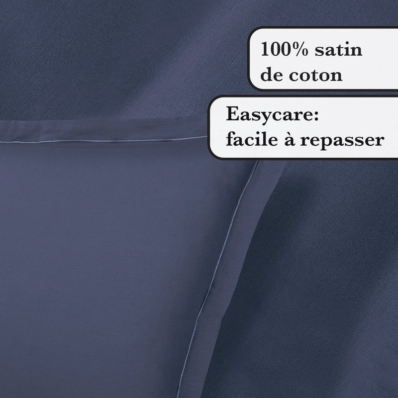 Uni 1 Baratta - Taie D'Oreiller Satin De Coton Uni 1 Baratta Bleu 06