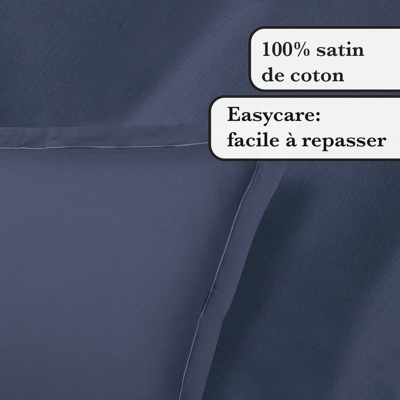 Uni 1 Baratta - Ensemble De Draps Satin De Coton Uni 1 Baratta Bleu 06