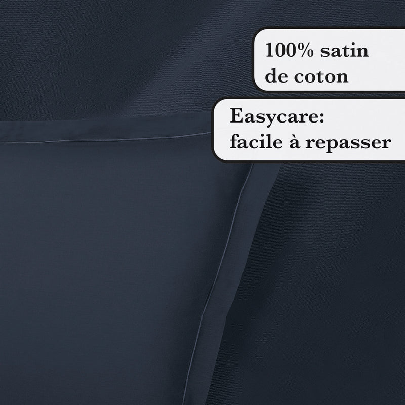 Uni 1 Baratta - Taie D'Oreiller Satin De Coton Uni 1 Baratta Bleu 07