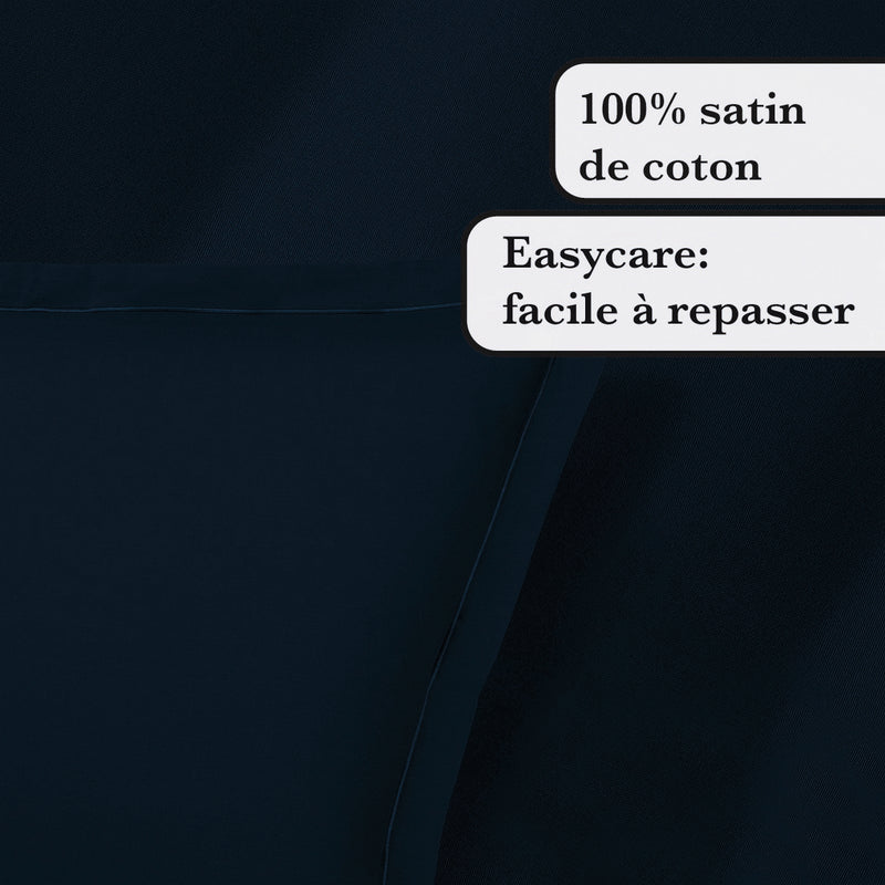 Uni 1 Baratta - Taie D'Oreiller Satin De Coton Uni 1 Baratta Blue 11