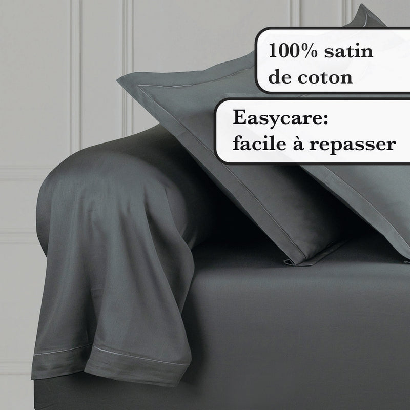 Uni 1 Baratta - Taie De Traversin Satin De Coton Uni 1 Baratta Gris 02