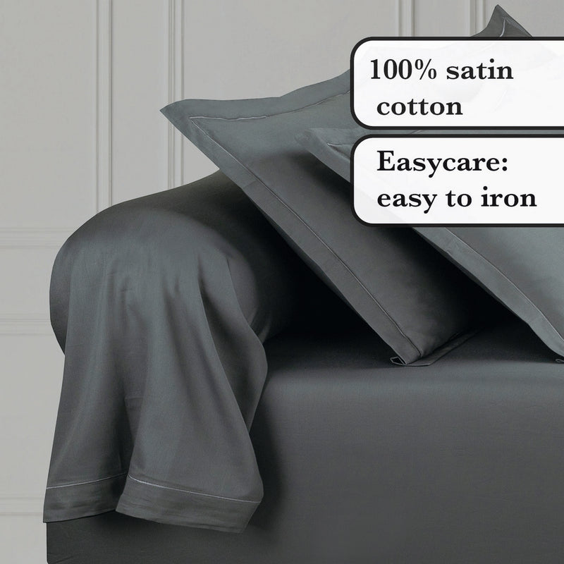 Uni 1 Baratta - Taie De Traversin Satin De Coton Uni 1 Baratta Gris 02