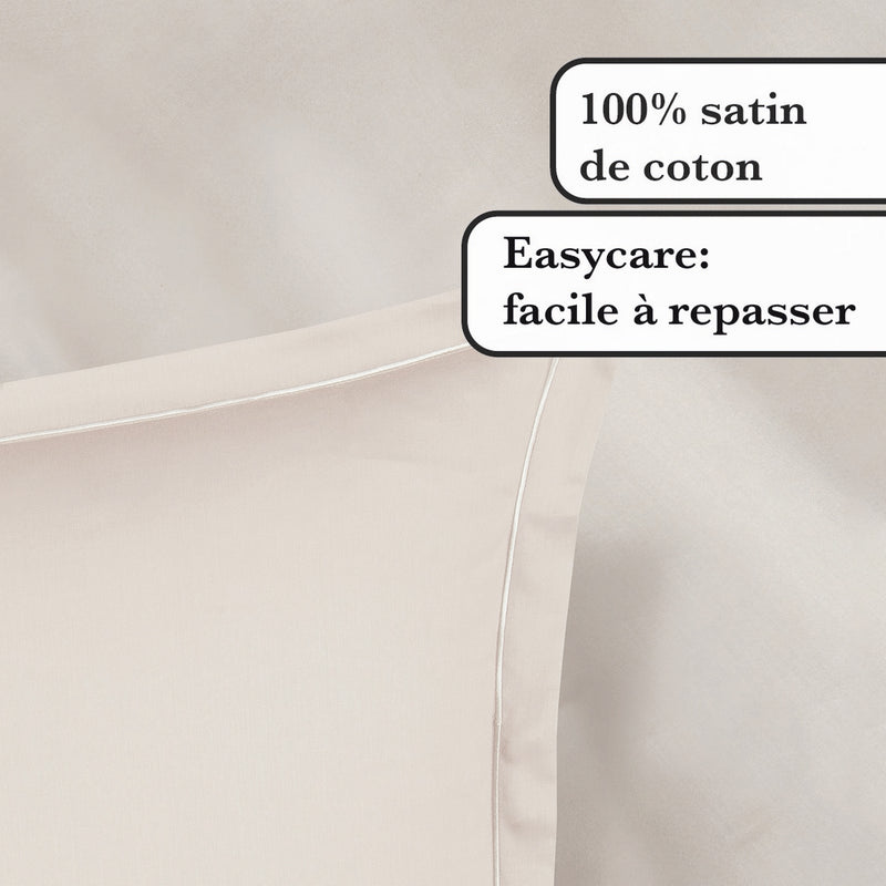 Uni 1 Baratta - Taie D'Oreiller Satin De Coton Uni 1 Baratta Taupe 05