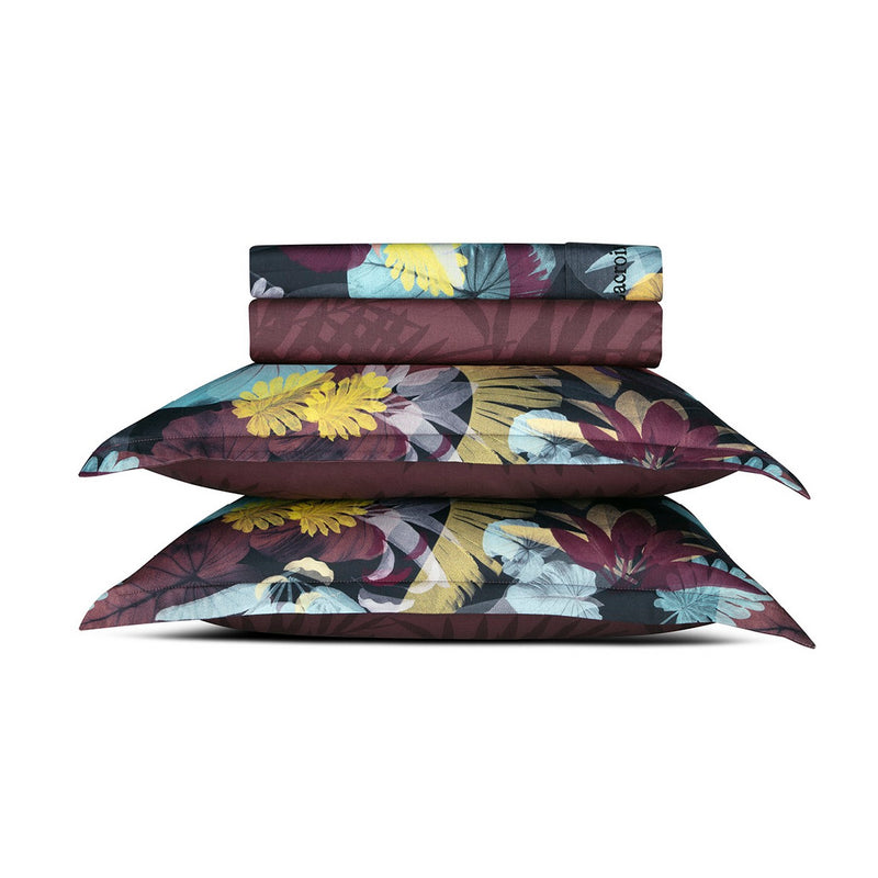 Tanzanie - Ensemble De Draps Satin De Coton Tanzanie Prune