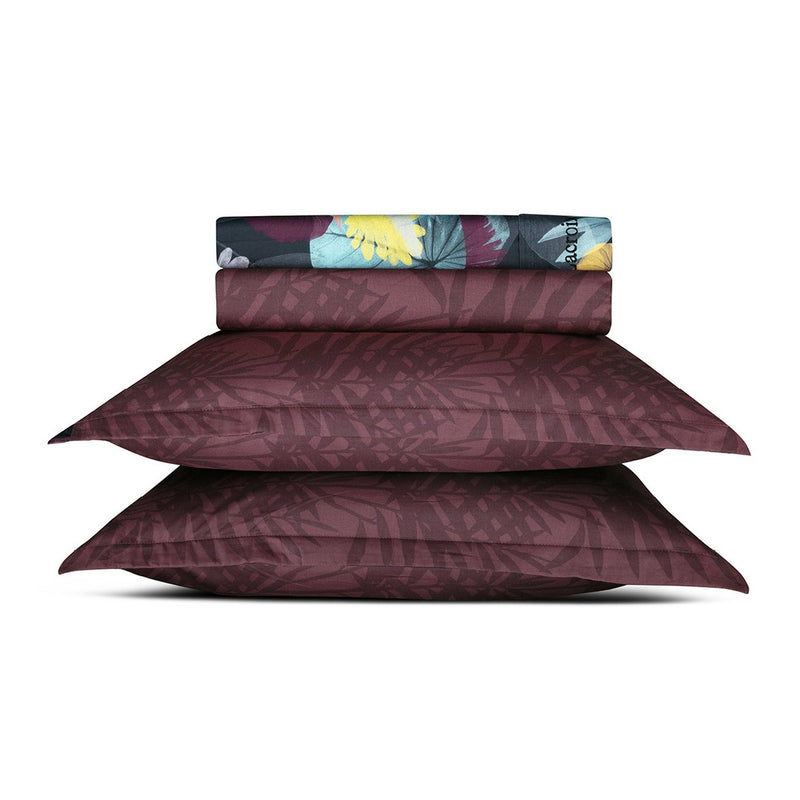 Areca - Ensemble De Draps Satin De Coton Areca Prune
