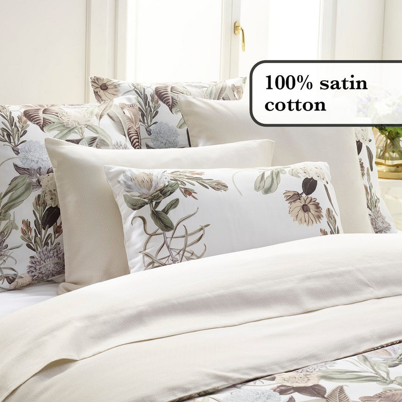 Garden - Set De 2 Taies D'Oreiller Satin De Coton Garden Taupe