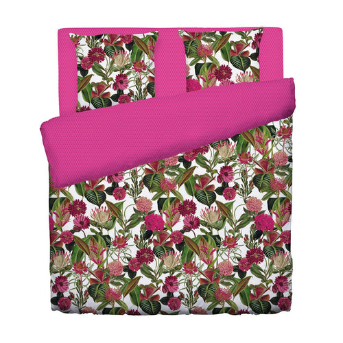 Garden - Housse De Couette + Taie(s) D'Oreiller Satin De Coton Garden Fuchsia
