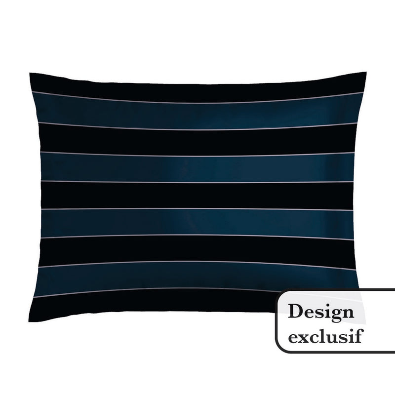 Eclipse - Taie D'Oreiller Satin De Coton Panorama Bleu Foncé