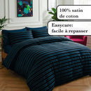 Eclipse - Taie De Traversin Satin De Coton Eclipse Bleu Foncé