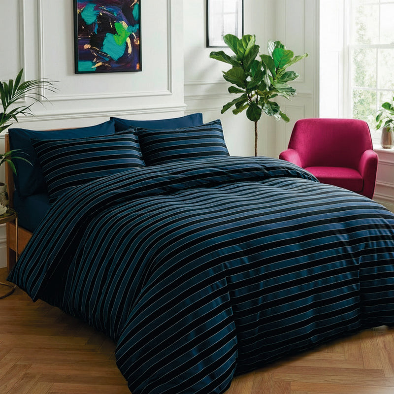 Eclipse - Taie De Traversin Satin De Coton Eclipse Bleu Foncé