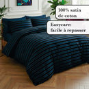 Eclipse - Couvre-Lit Satin De Coton Eclipse Bleu Foncé