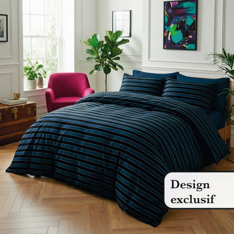 Eclipse - Couvre-Lit Satin De Coton Eclipse Bleu Foncé