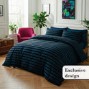 Eclipse - Édredon Avec Glands Satin De Coton Eclipse Bleu Foncé