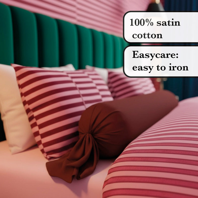Eclat - Taie De Traversin Satin De Coton Uni Bordeaux 02