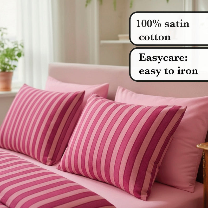 Faisceau - Taie D'Oreiller Satin De Coton Faisceau Rose