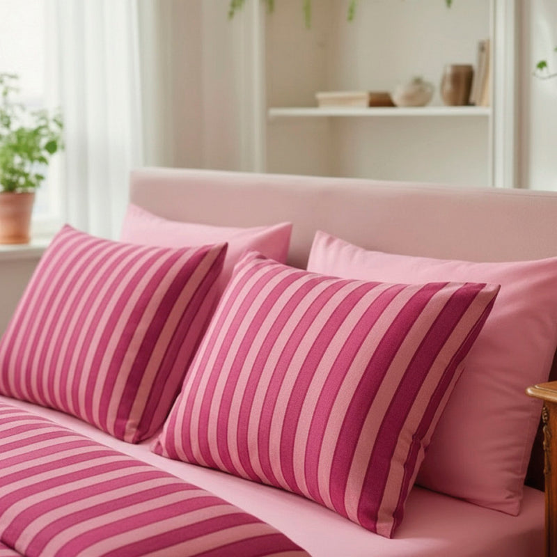 Faisceau - Taie D'Oreiller Satin De Coton Faisceau Rose