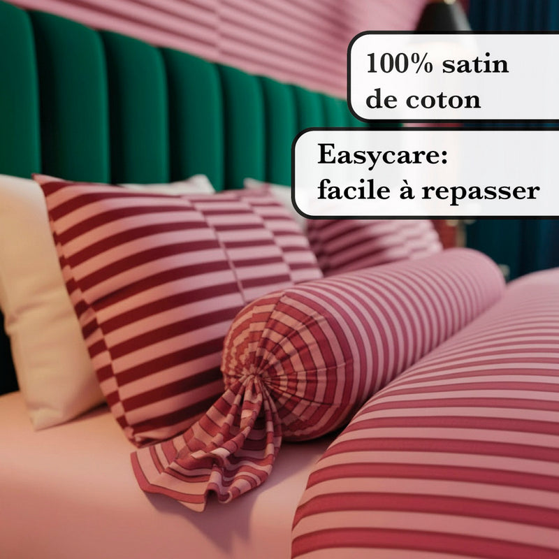 Faisceau - Taie De Traversin Satin De Coton Faisceau Rose
