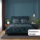 Calathea - Housse De Couette + Taie(s) D'Oreiller Satin De Coton Calathea Bleu Foncé