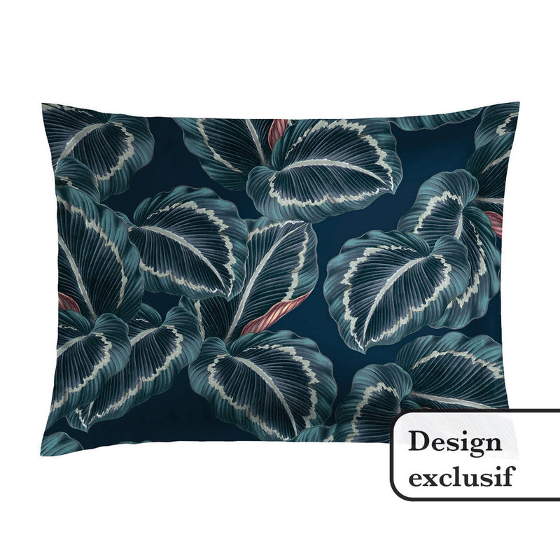 Calathea - Taie D'Oreiller Satin De Coton Tigelle Bleu Foncé