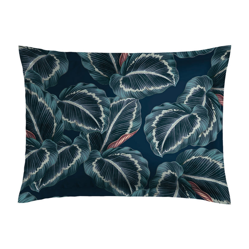 Calathea - Taie D'Oreiller Satin De Coton Tigelle Bleu Foncé