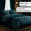 Calathea - Drap Plat Satin De Coton Calathea Bleu Foncé