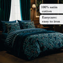Calathea - Drap Plat Satin De Coton Calathea Bleu Foncé