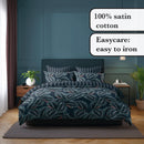 Calathea - Drap Plat Satin De Coton Calathea Bleu Foncé