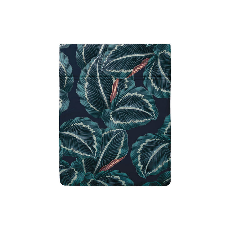Calathea - Drap Plat Satin De Coton Calathea Bleu Foncé