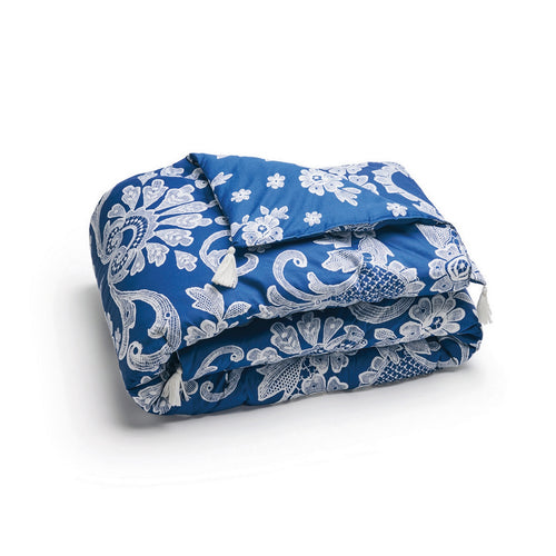 Passementerie - Édredon Avec Glands Satin De Coton Passementerie Bleu