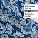 Passementerie - Ensemble De Draps Satin De Coton Passementerie Bleu