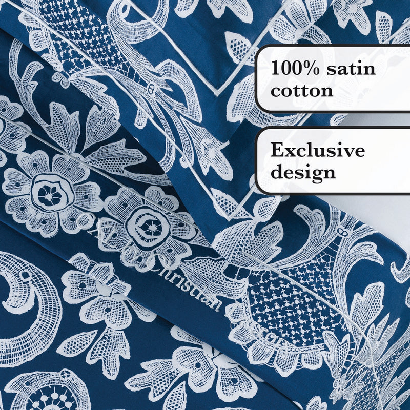Passementerie - Ensemble De Draps Satin De Coton Passementerie Bleu