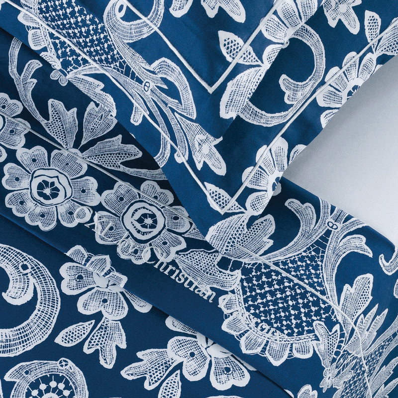 Passementerie - Ensemble De Draps Satin De Coton Passementerie Bleu