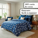 Blossom - Taie D'Oreiller Satin De Coton Blossom Bleu Foncé