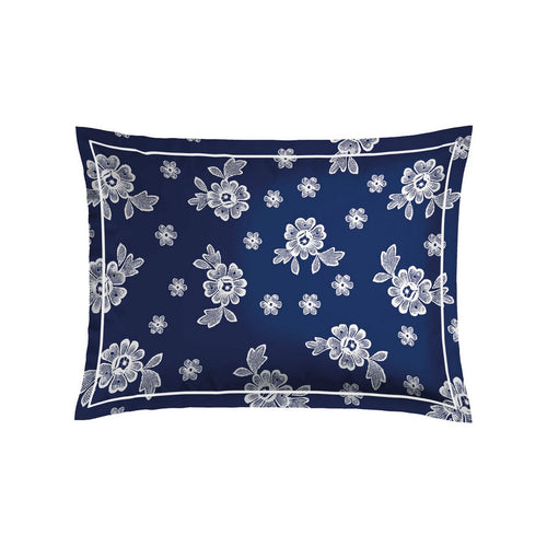 Blossom - Taie D'Oreiller Satin De Coton Blossom Bleu Foncé