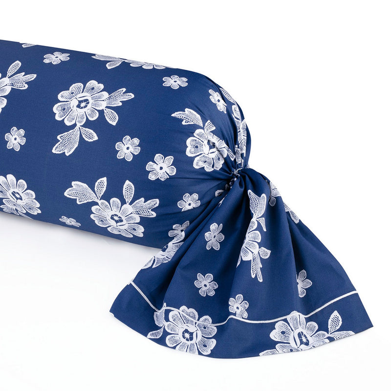 Blossom - Taie De Traversin Satin De Coton Blossom Bleu Foncé