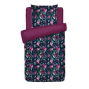 Arty Flowers - Housse De Couette + Taie(s) D'Oreiller Satin De Coton Arty Flowers Bleu Foncé