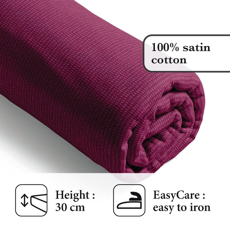Arty Flowers - Drap-Housse Satin De Coton Pollen Prune