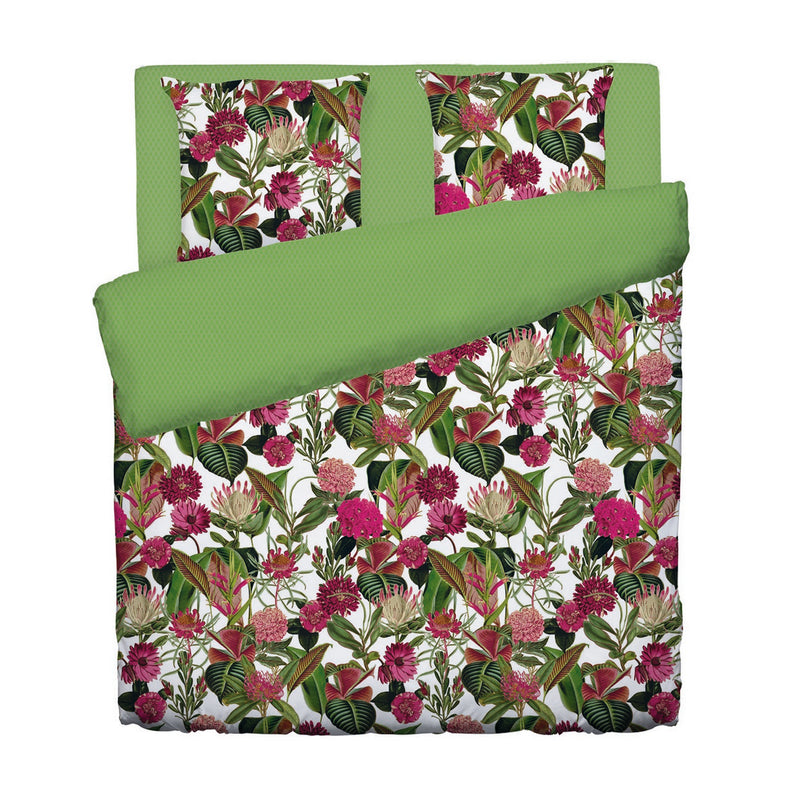 Garden - Housse De Couette + Taie(s) D'Oreiller Satin De Coton Garden Vert