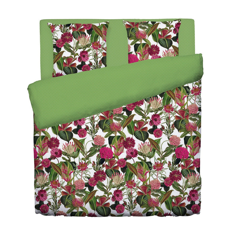 Garden - Housse De Couette + Taie(s) D'Oreiller Satin De Coton Garden Vert