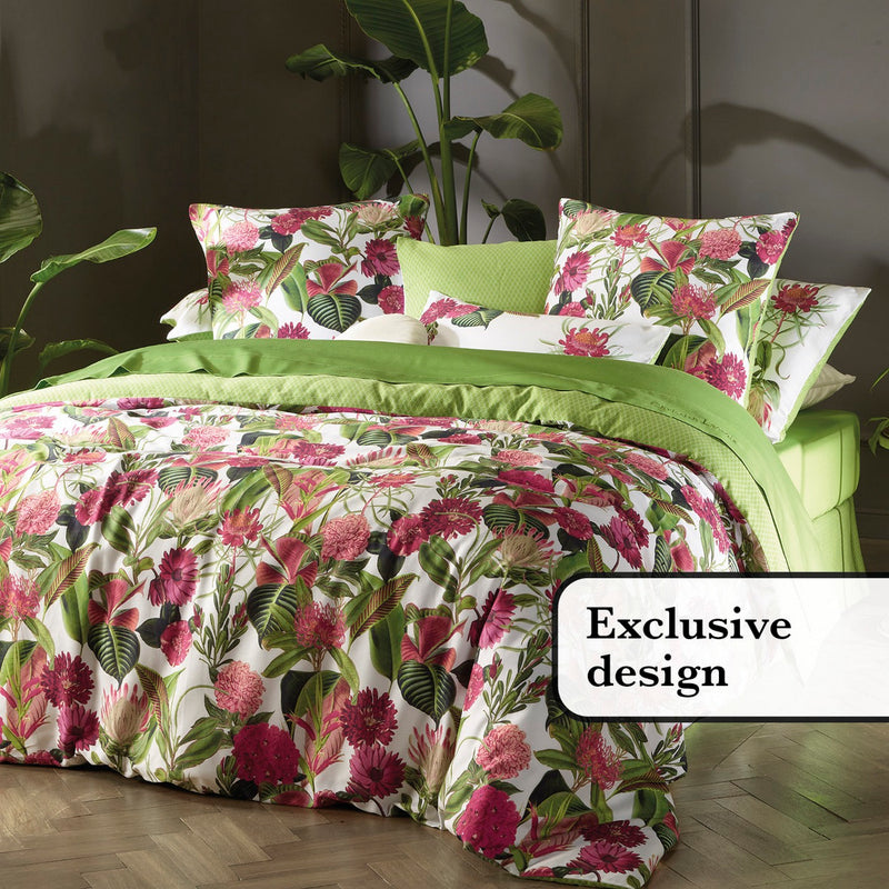 Garden - Housse De Couette + Taie(s) D'Oreiller Satin De Coton Garden Vert