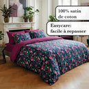 Arty Flowers - Drap Plat Satin De Coton Pollen Prune