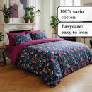 Arty Flowers - Drap Plat Satin De Coton Pollen Prune