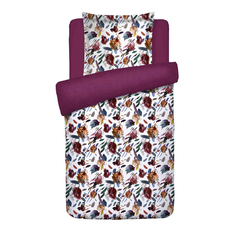 Arty Flowers - Housse De Couette + Taie(s) D'Oreiller Satin De Coton Arty Flowers Blanc